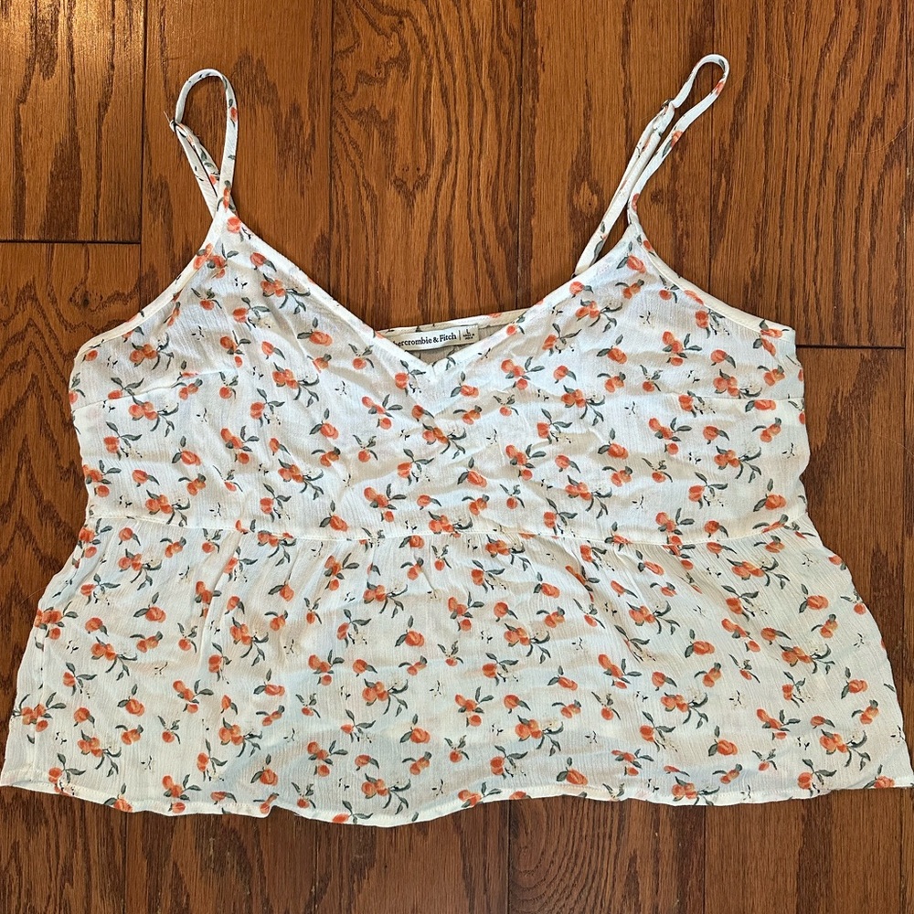 Abercrombie & Fitch White and Orange Floral Camisole